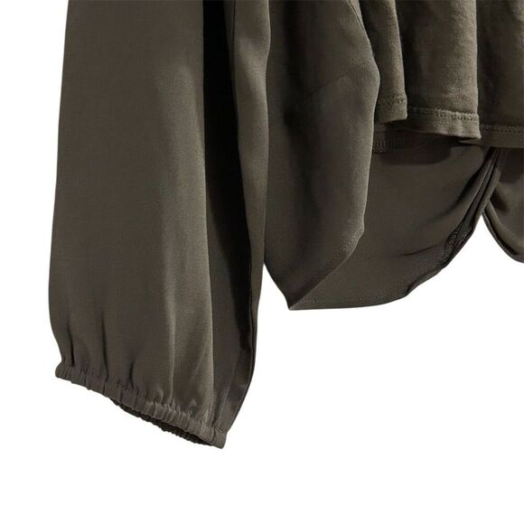 LOFT Women's Olive Green Twist Front Long Sleeve Blouse Size M - Picture 8 of 9